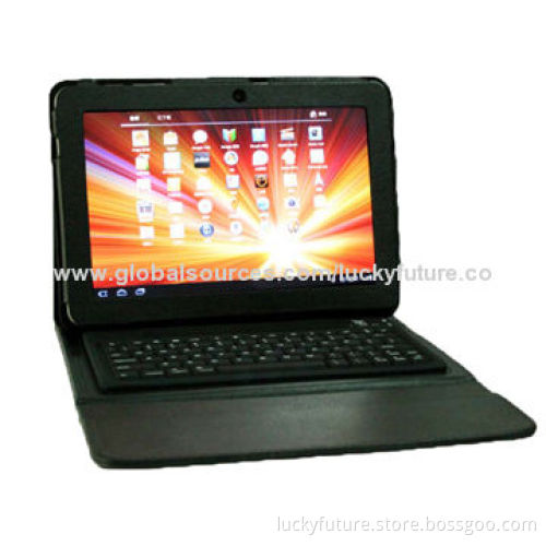 76 Keys Bluetooth V3.0 Silicone Keyboards with Leather Case, for Samsung P7500/P7510-Black